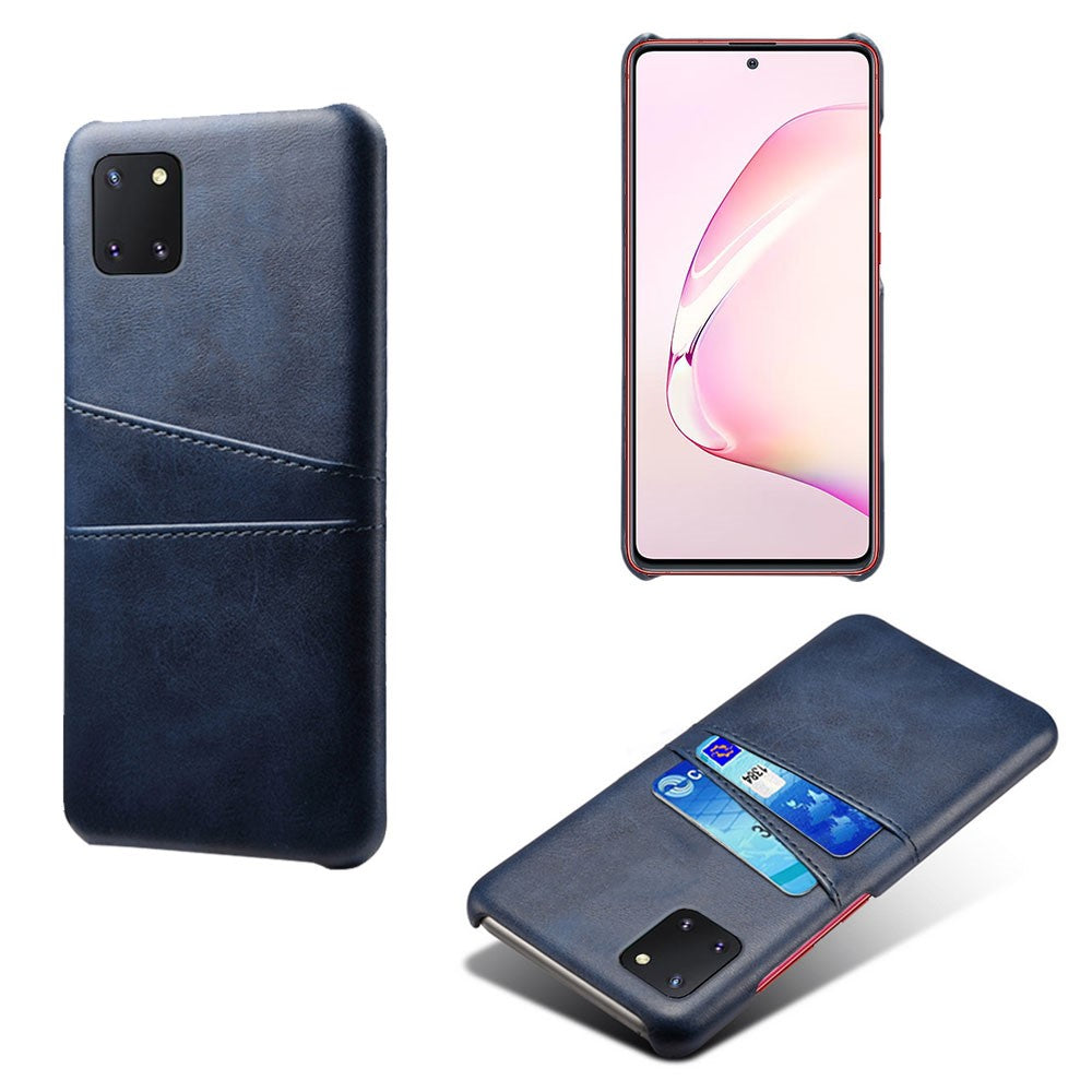 Double Card Slots PU Leather Coated PC Case for Samsung Galaxy A81 / Note 10 Lite