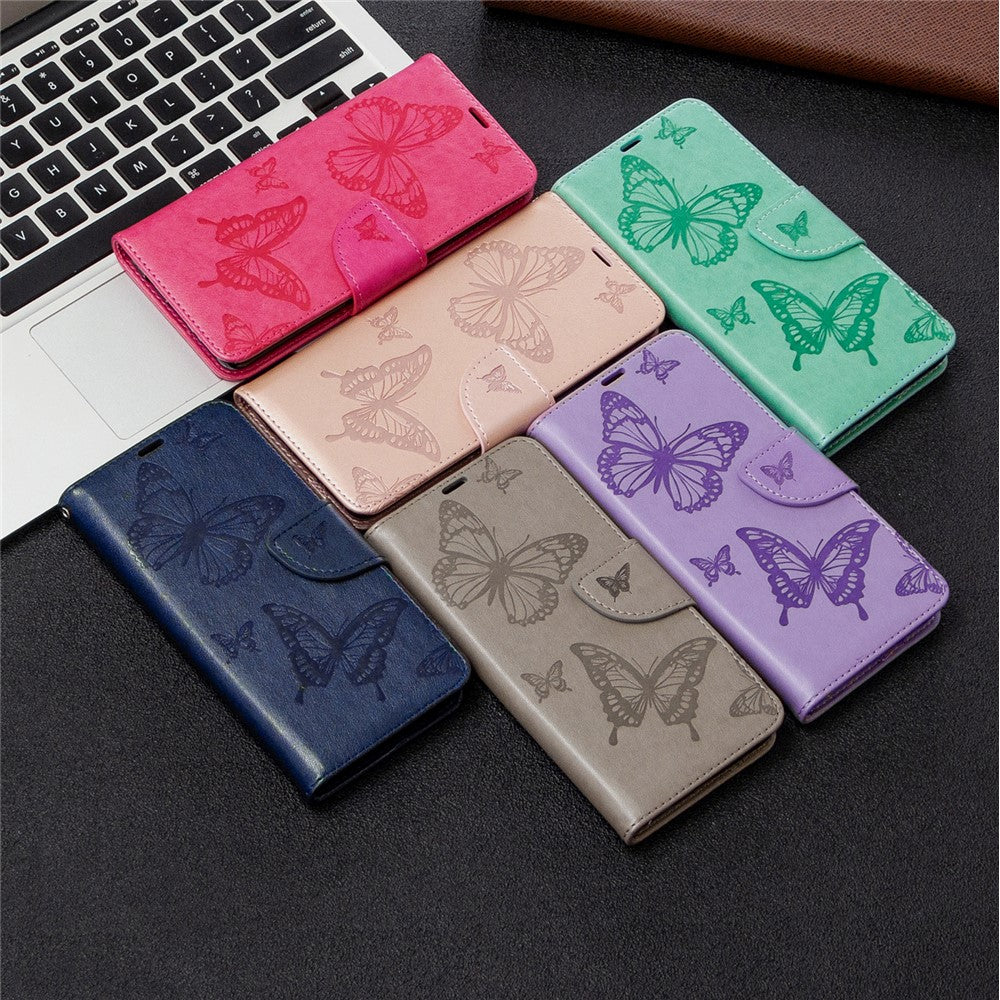 Imprint Butterfly Special PU læder telefoncover til Samsung Galaxy A41 (global version)