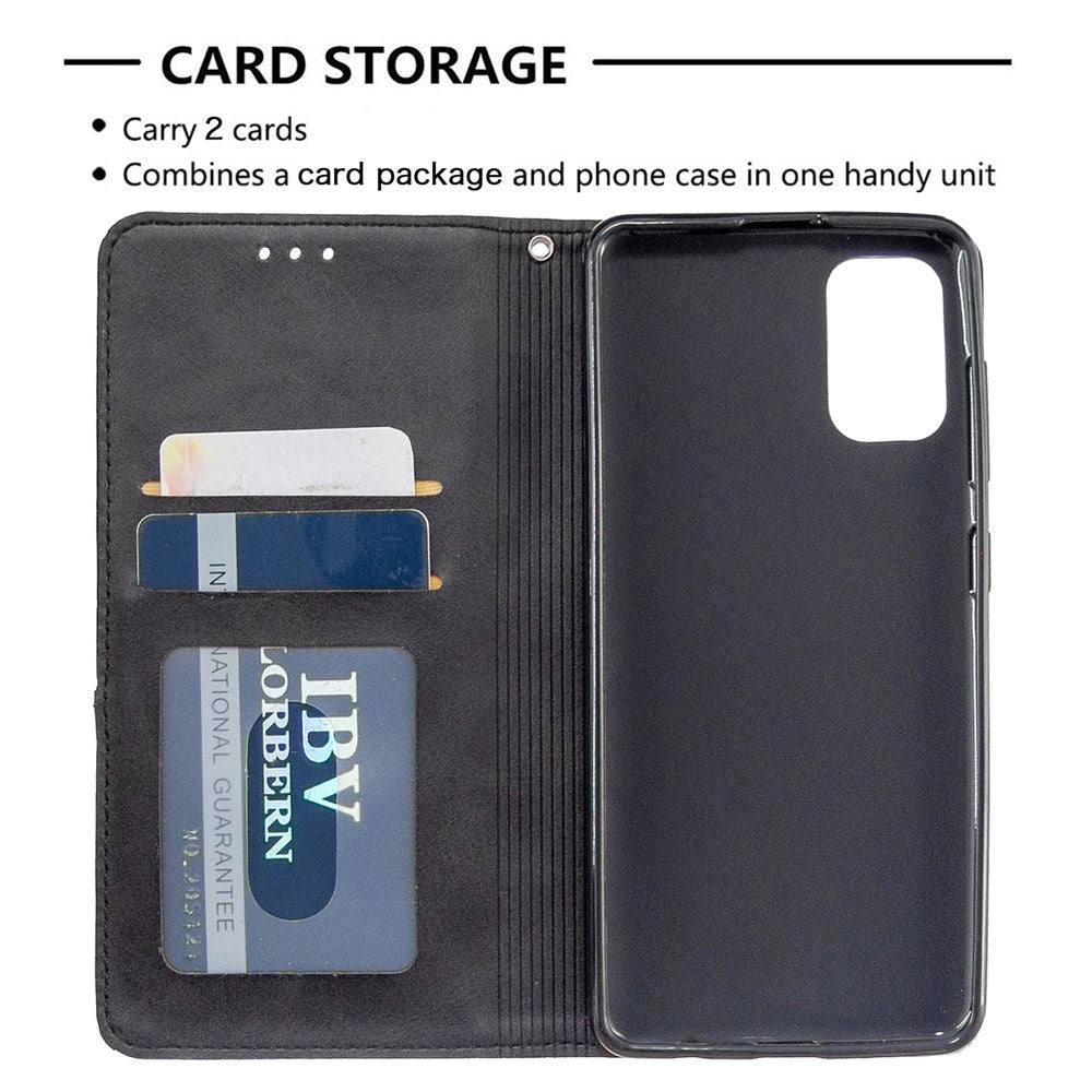 Geometric Leather Phone Case Card Holder Shell for Samsung Galaxy A41 (Global Version)