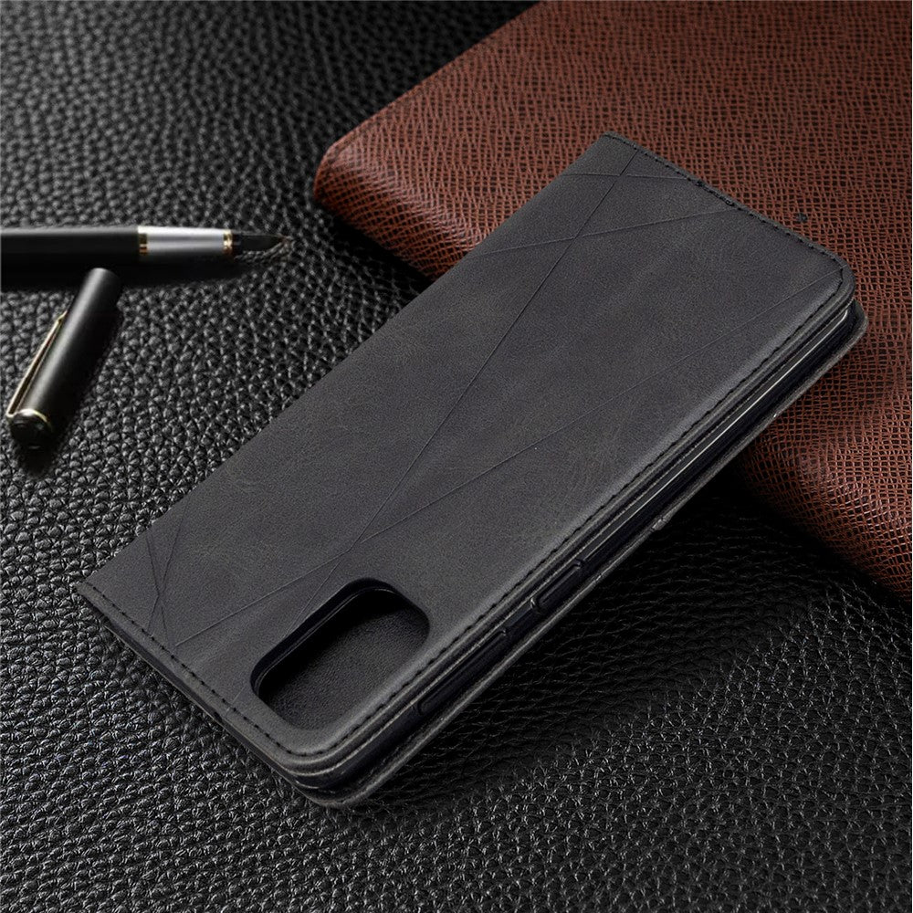 Geometric Leather Phone Case Card Holder Shell for Samsung Galaxy A41 (Global Version)