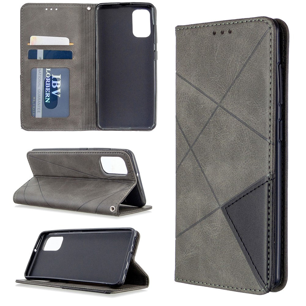 Geometric Leather Phone Case Card Holder Shell for Samsung Galaxy A41 (Global Version)