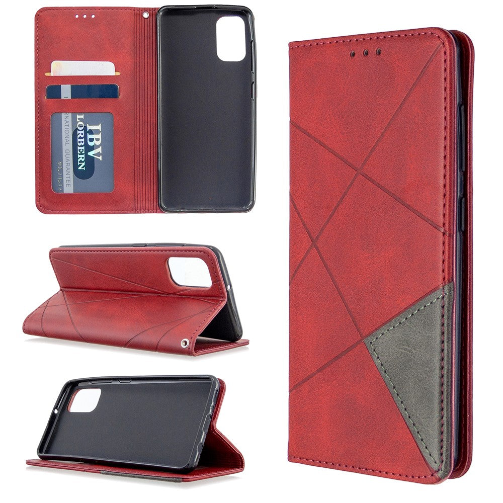 Geometric Leather Phone Case Card Holder Shell for Samsung Galaxy A41 (Global Version)