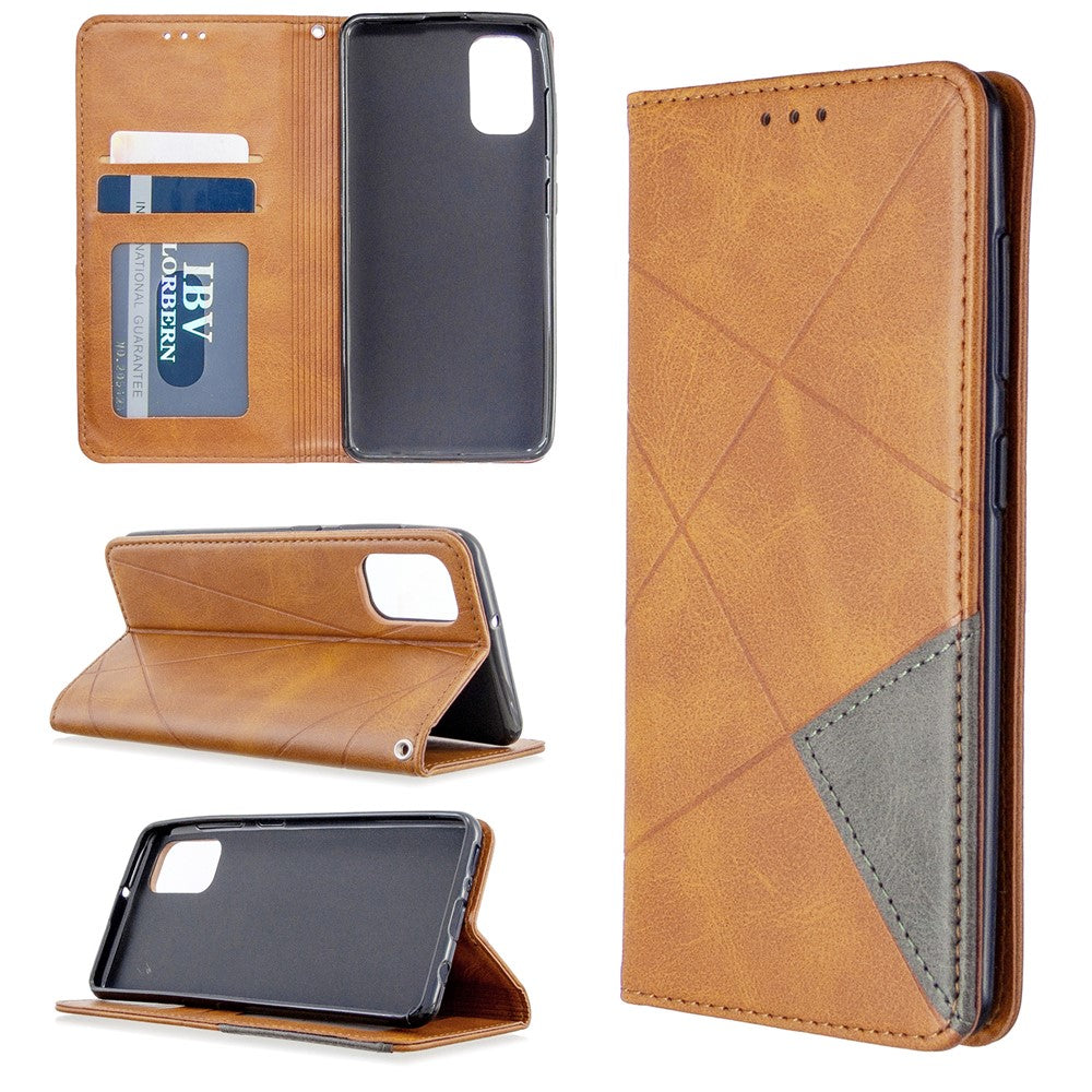 Geometric Leather Phone Case Card Holder Shell for Samsung Galaxy A41 (Global Version)