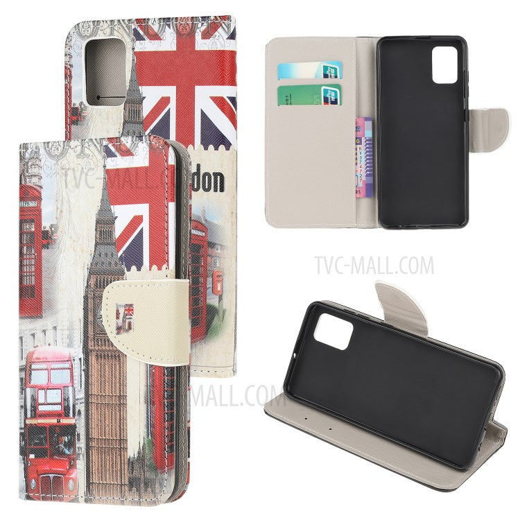 Pattern Printing Cross Texture Leather Wallet Case for Samsung Galaxy A41 (Global Version)