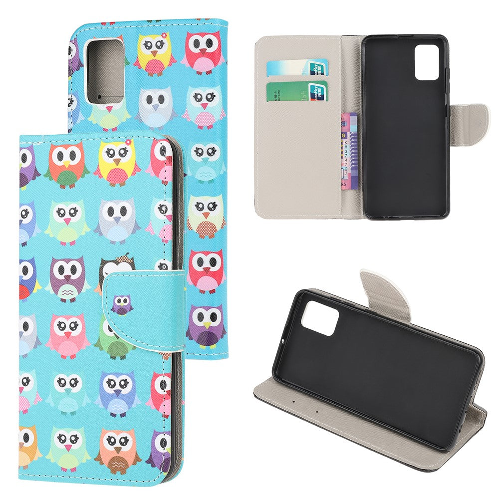 Pattern Printing Cross Texture Leather Wallet Case for Samsung Galaxy A41 (Global Version)
