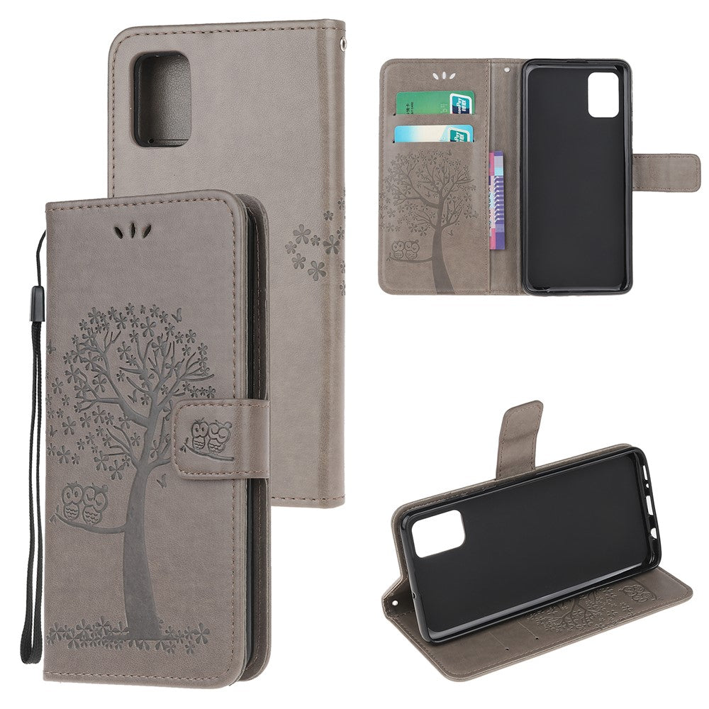 Imprint Tree Owl-mønster Magnetisk pung PU-lædercover til Samsung Galaxy A51 5G