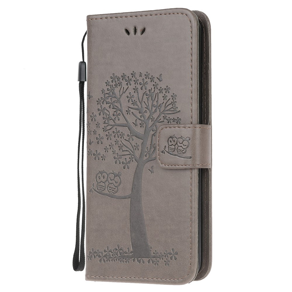 Imprint Tree Owl-mønster Magnetisk pung PU-lædercover til Samsung Galaxy A51 5G
