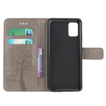 Imprint Tree Owl-mønster Magnetisk pung PU-lædercover til Samsung Galaxy A51 5G