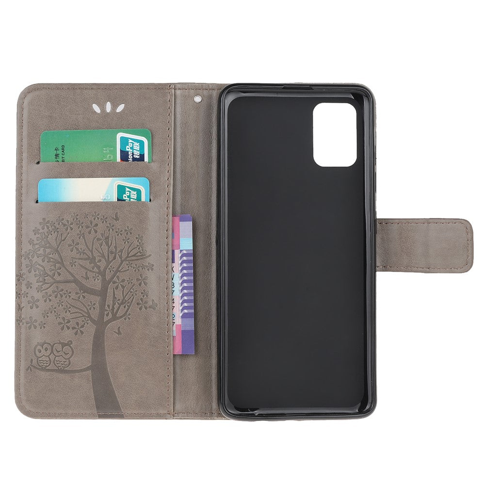 Imprint Tree Owl-mønster Magnetisk pung PU-lædercover til Samsung Galaxy A51 5G