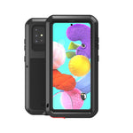 LOVE MEI Dust-proof Shock-proof Splash-proof Defender Metal+Silicone+Tempered Glass Case for Samsung Galaxy A51 SM-A515