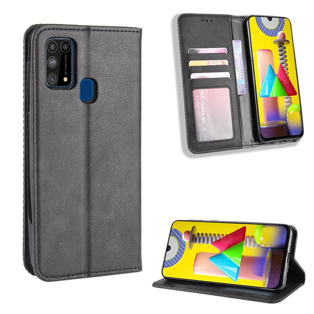 Magnetic Retro Leather Wallet Phone Case for Samsung Galaxy M31