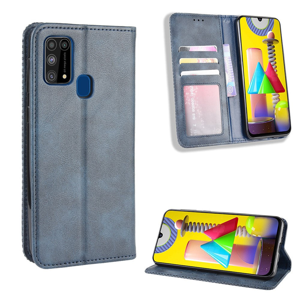 Magnetic Retro Leather Wallet Phone Case for Samsung Galaxy M31