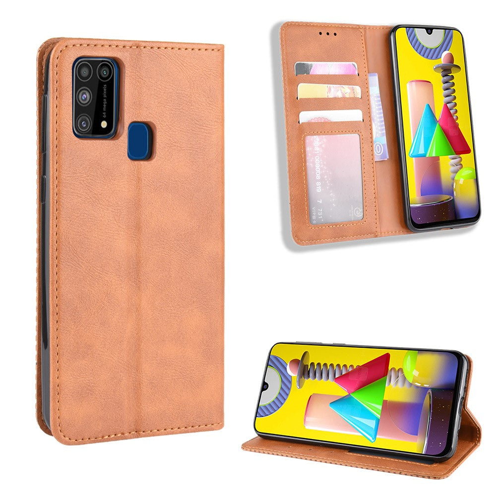 Magnetic Retro Leather Wallet Phone Case for Samsung Galaxy M31