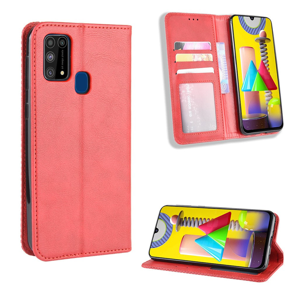 Magnetic Retro Leather Wallet Phone Case for Samsung Galaxy M31