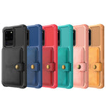 Leather Coated TPU with Wallet Kickstand Shell with Built-in Magnetic Sheet for Samsung Galaxy S20 Ultra