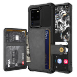 Leather Coated TPU with Wallet Kickstand Shell with Built-in Magnetic Sheet for Samsung Galaxy S20 Ultra
