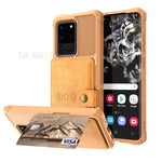 Leather Coated TPU with Wallet Kickstand Shell with Built-in Magnetic Sheet for Samsung Galaxy S20 Ultra