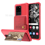 Leather Coated TPU with Wallet Kickstand Shell with Built-in Magnetic Sheet for Samsung Galaxy S20 Ultra