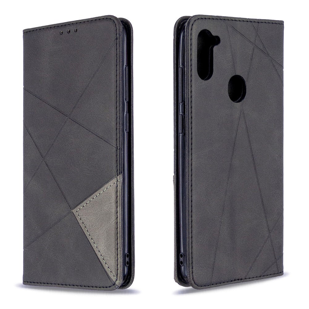 Geometriskt mönster självabsorberande läderfodral med kortplatser för Samsung Galaxy A11 (EU-version) / M11