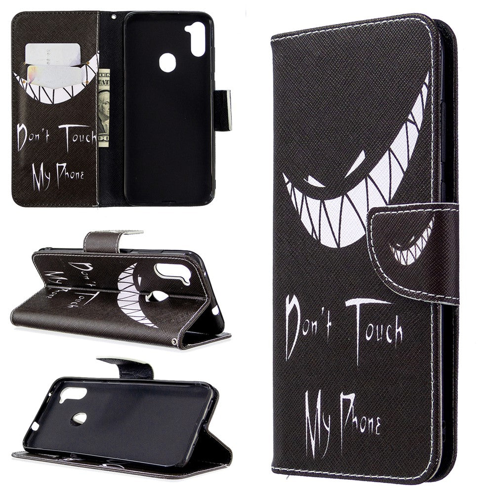 Mönstertryck Stativ Läderplånboksfodral för Samsung Galaxy A11 (EU-version)/M11