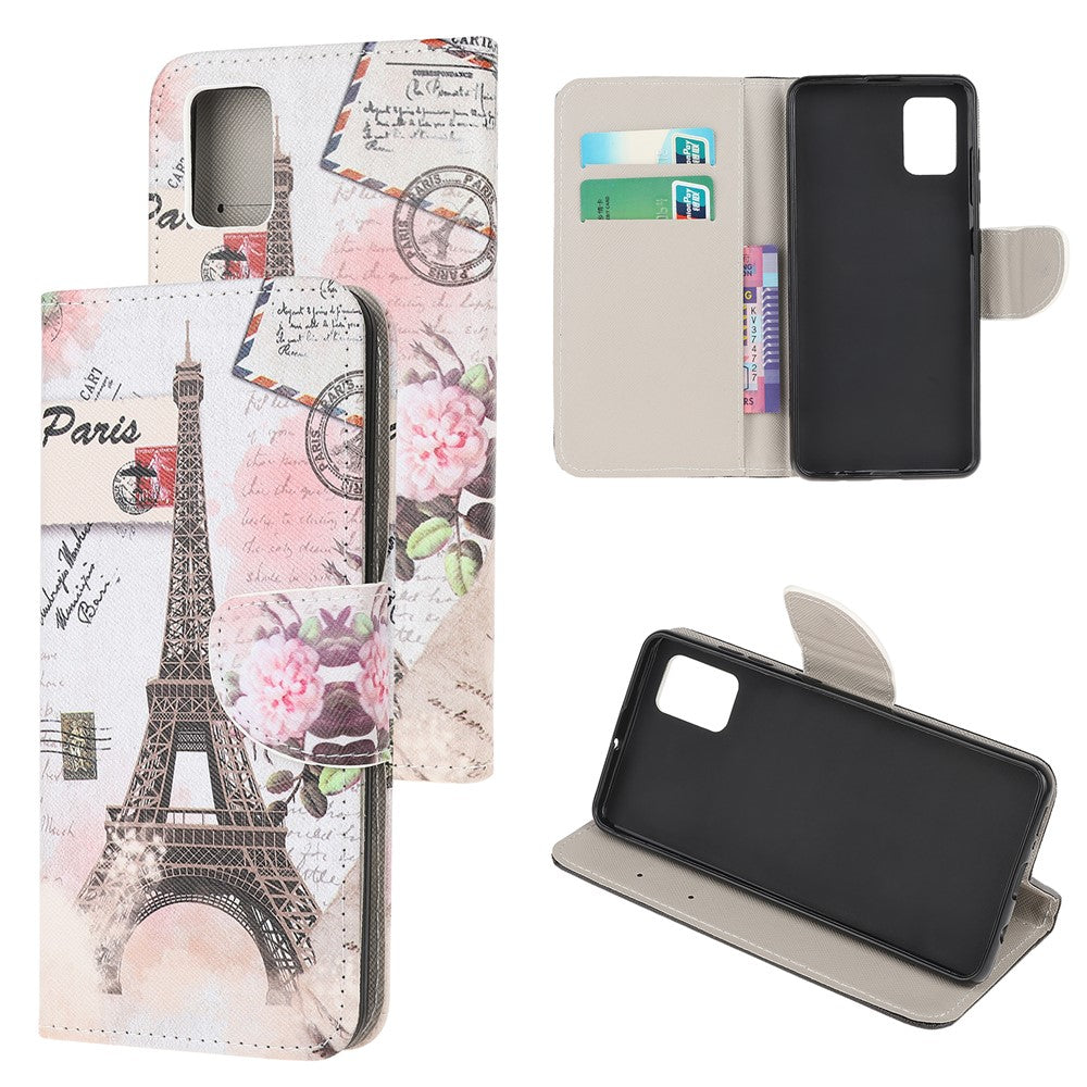 Cross Texture Patterned Flip Leather Shell Wallet Stand Phone Cover for Samsung Galaxy A31