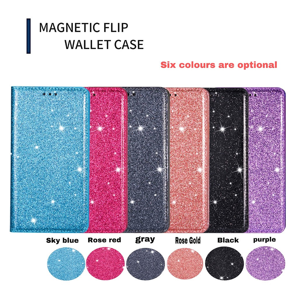 Flash Powder Auto-absorberande Läderkortsskal för Samsung Galaxy A41 (Global Version)