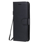 For Samsung Galaxy A41 (Global Version) Case Solid Color Leather Mobile Cover Wallet Stand with Strap