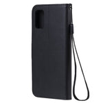 For Samsung Galaxy A41 (Global Version) Case Solid Color Leather Mobile Cover Wallet Stand with Strap