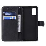 For Samsung Galaxy A41 (Global Version) Case Solid Color Leather Mobile Cover Wallet Stand with Strap