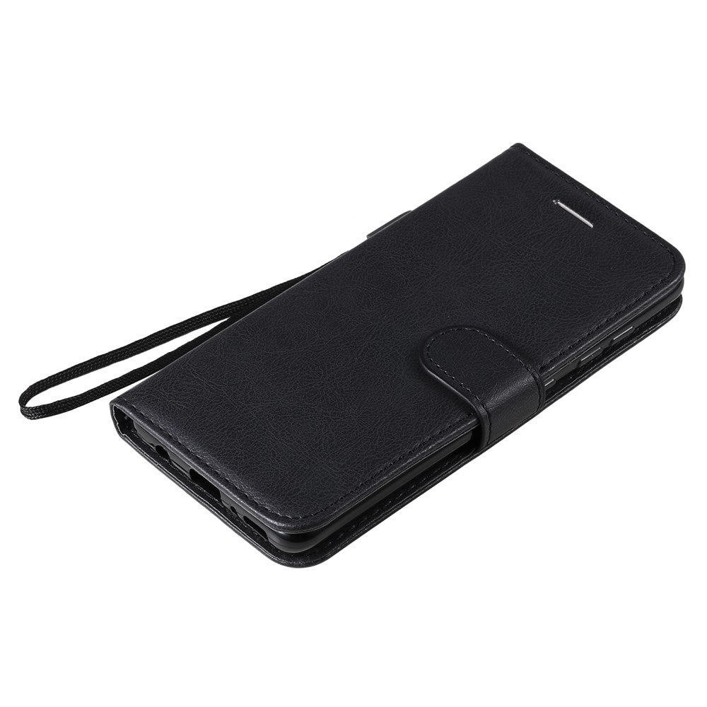 For Samsung Galaxy A41 (Global Version) Case Solid Color Leather Mobile Cover Wallet Stand with Strap