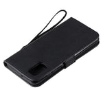 For Samsung Galaxy A41 (Global Version) Case Solid Color Leather Mobile Cover Wallet Stand with Strap