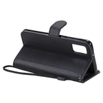 For Samsung Galaxy A41 (Global Version) Case Solid Color Leather Mobile Cover Wallet Stand with Strap