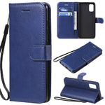 For Samsung Galaxy A41 (Global Version) Case Solid Color Leather Mobile Cover Wallet Stand with Strap