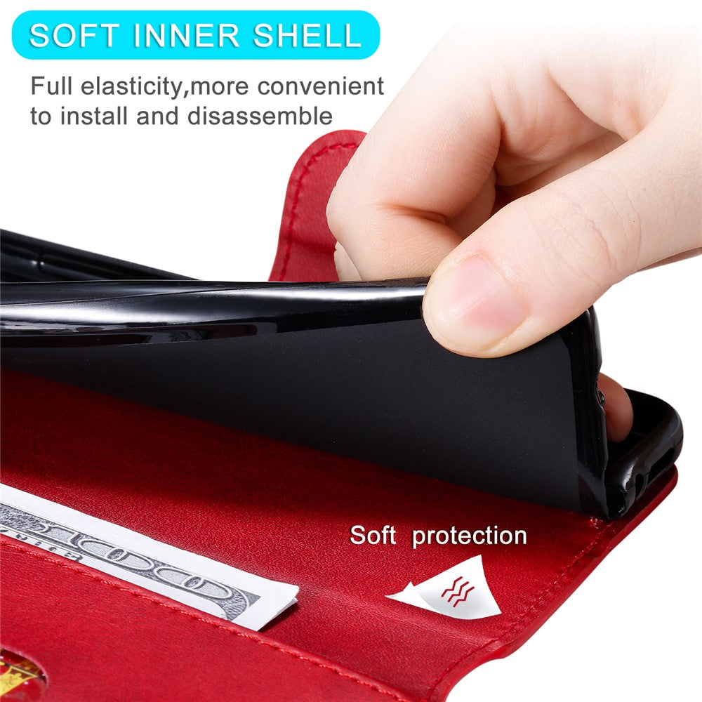 PU læderpung stativ magnetisk cover til Samsung Galaxy A41 (global version)