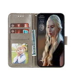 Præget blondeblomst læderpung-etui med stativ til Samsung Galaxy A41 (global version)