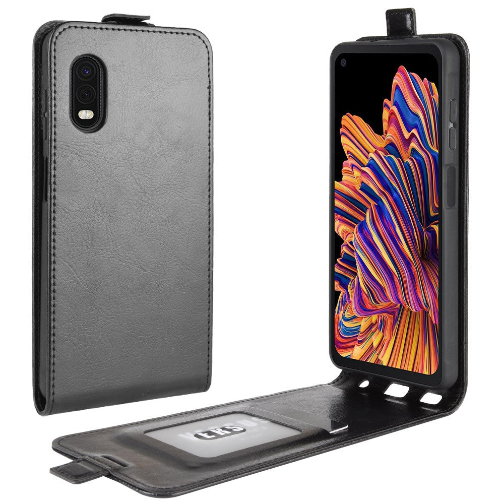 Crazy Horse Skind Vertikal Læderetui med Kortlomme til Samsung Galaxy Xcover Pro