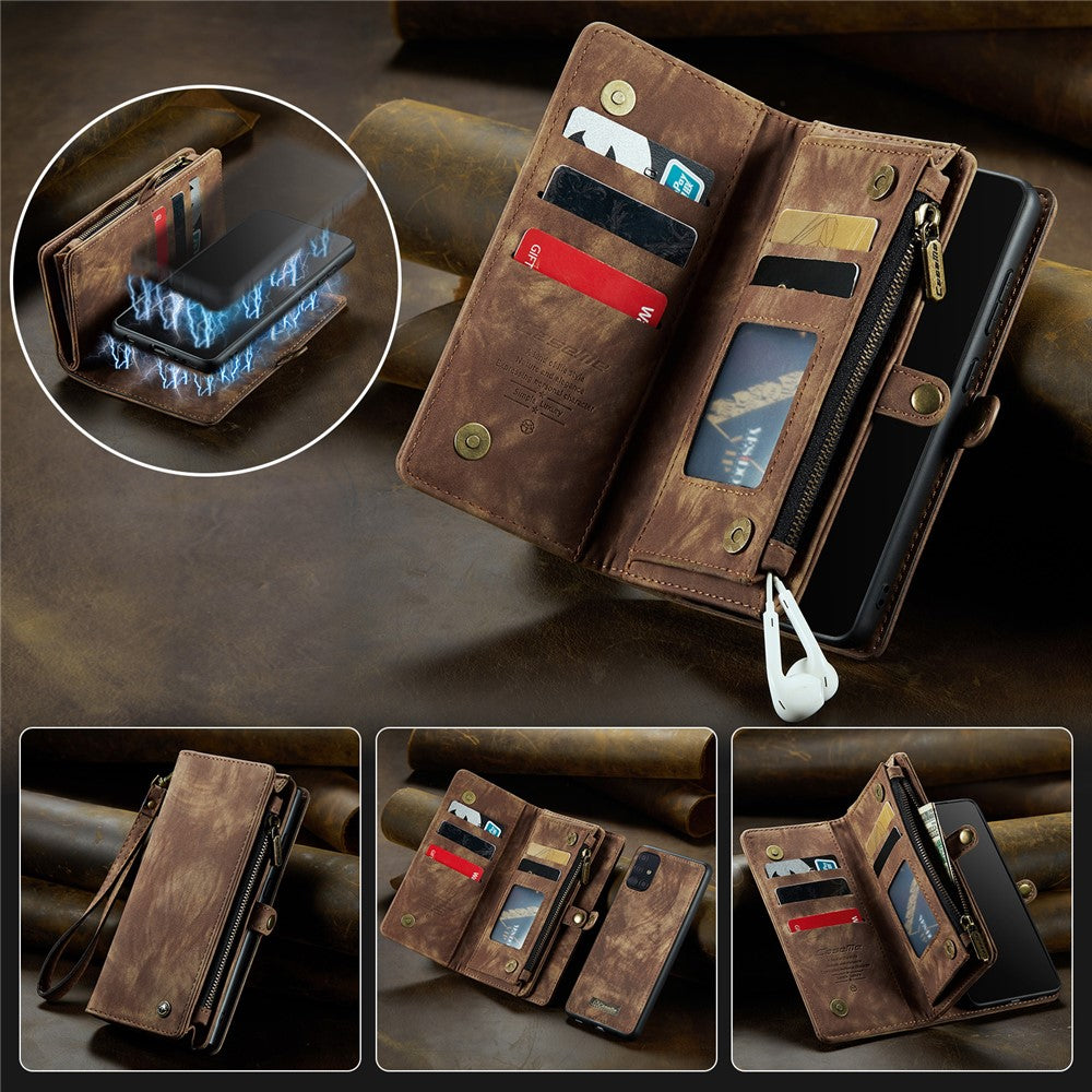 CASEME 008-serien för Samsung Galaxy A71 SM-A715 TPU-fodral med flera fack i PU-läder – Vintage