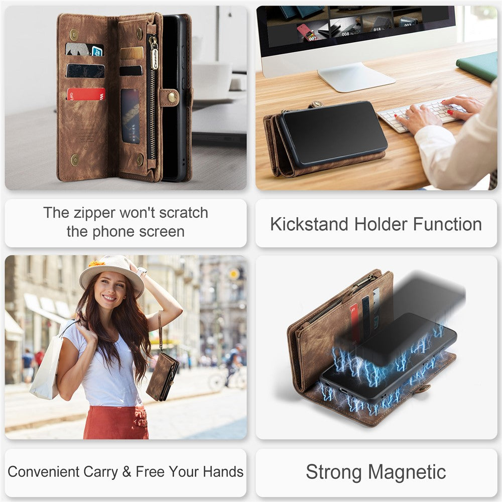 CASEME 008-serien för Samsung Galaxy A71 SM-A715 TPU-fodral med flera fack i PU-läder – Vintage