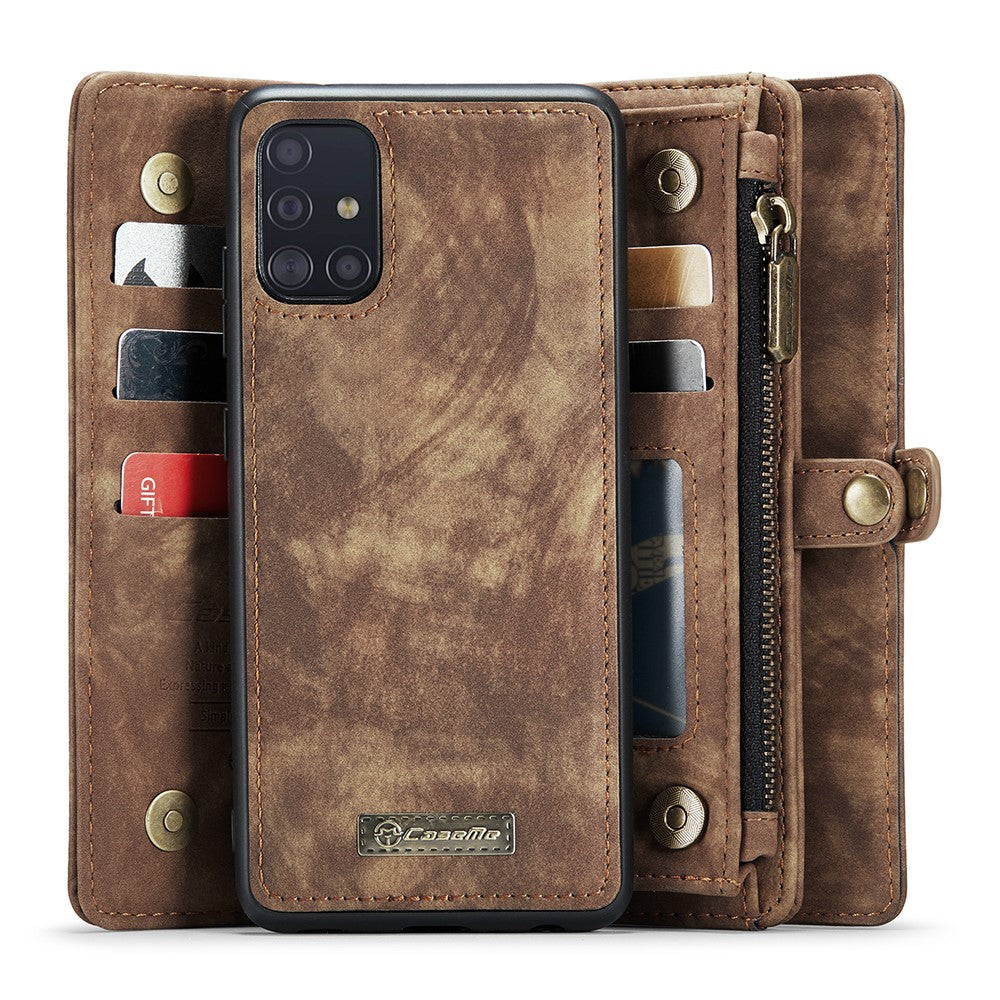 CASEME 008-serien för Samsung Galaxy A71 SM-A715 TPU-fodral med flera fack i PU-läder – Vintage