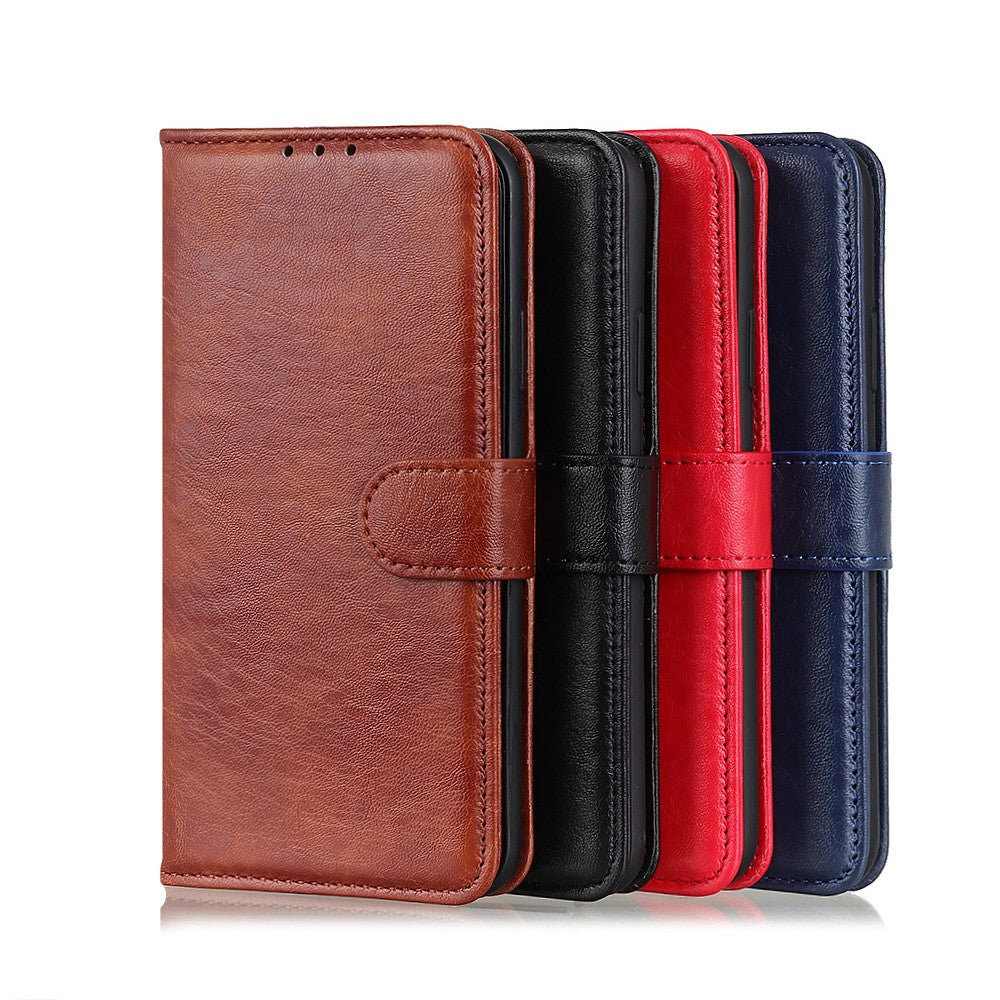 For Samsung Galaxy A21s Crazy Horse Texture PU Leather Flip Folio Stand Wallet Phone Case Cover