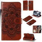 Imprint Mandala Flower Leather Wallet Case with Lanyard for Samsung Galaxy A41 (Global Version)