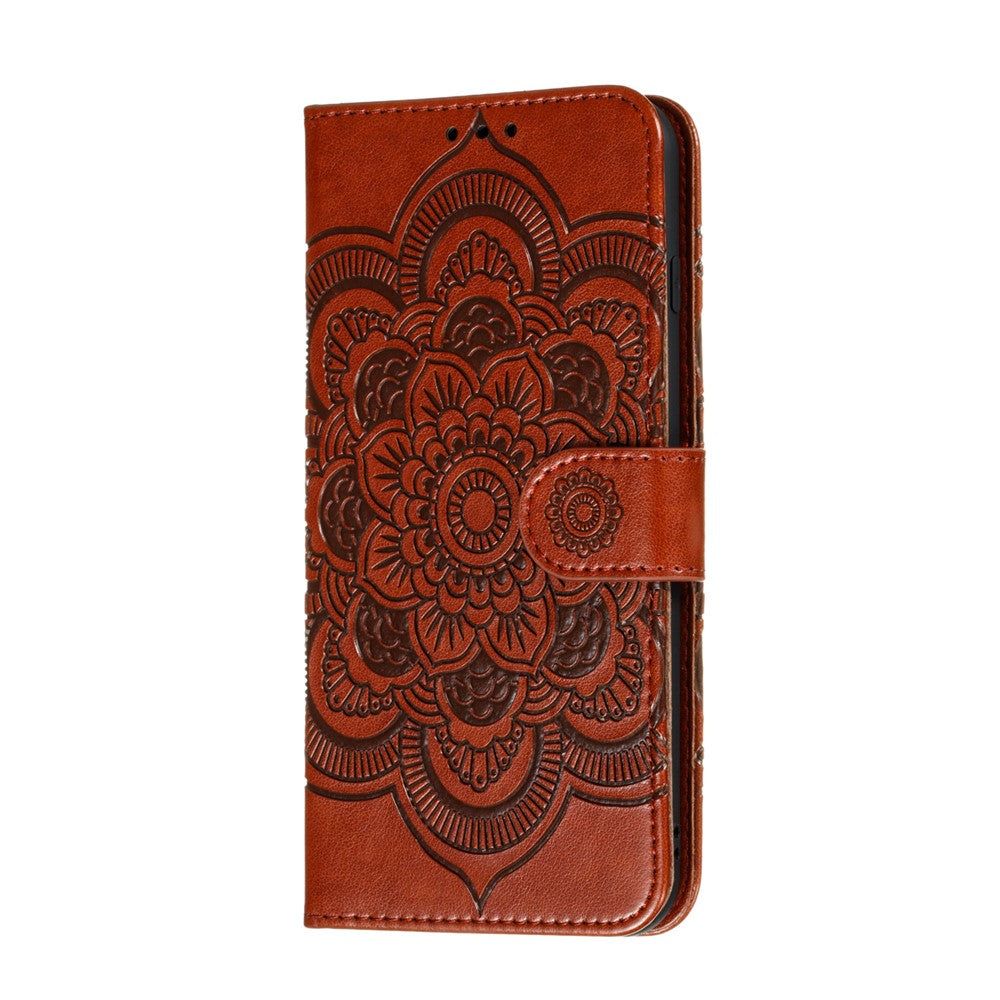 Imprint Mandala Flower Leather Wallet Case with Lanyard for Samsung Galaxy A41 (Global Version)
