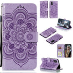 Imprint Mandala Flower Leather Wallet Case with Lanyard for Samsung Galaxy A41 (Global Version)