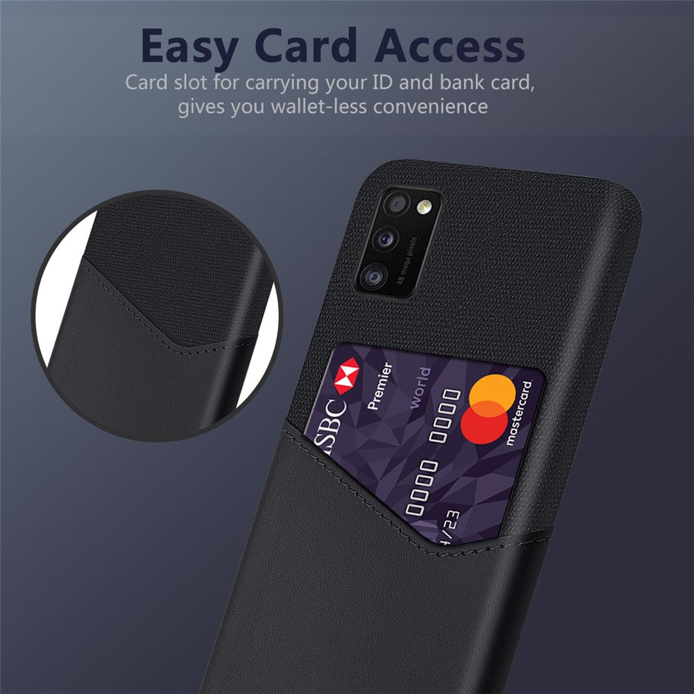 PU Leather Coated PC Phone Case with Card Slot for Samsung Galaxy A41 (Global Version)