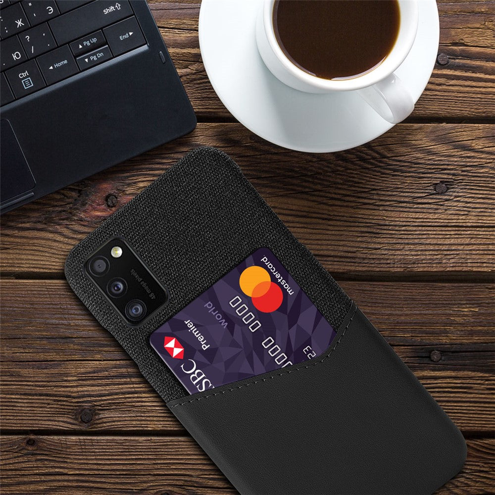 PU Leather Coated PC Phone Case with Card Slot for Samsung Galaxy A41 (Global Version)