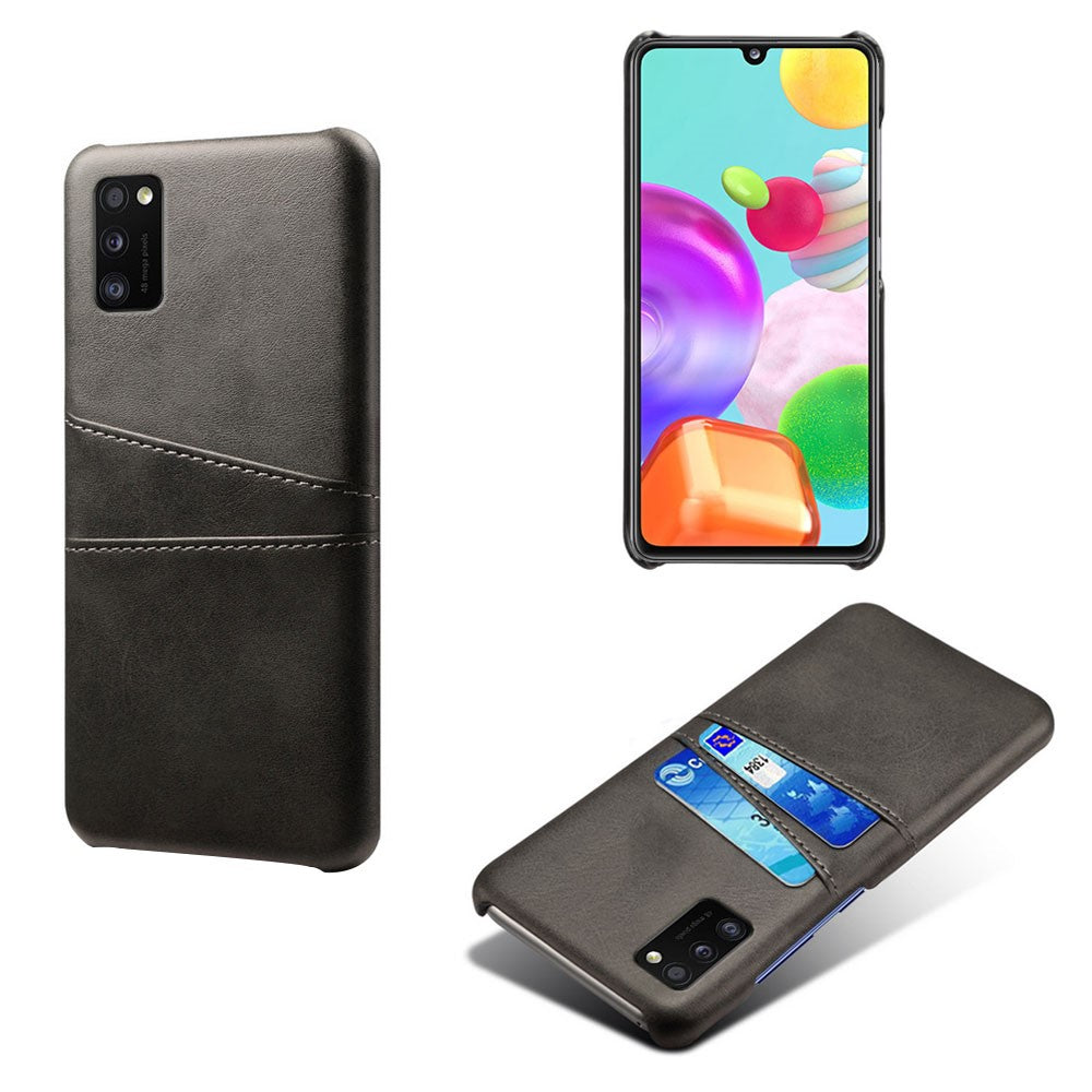 Double Card Slots PU Leather Coated Plastic Protector Case for Samsung Galaxy A41 (Global Version)
