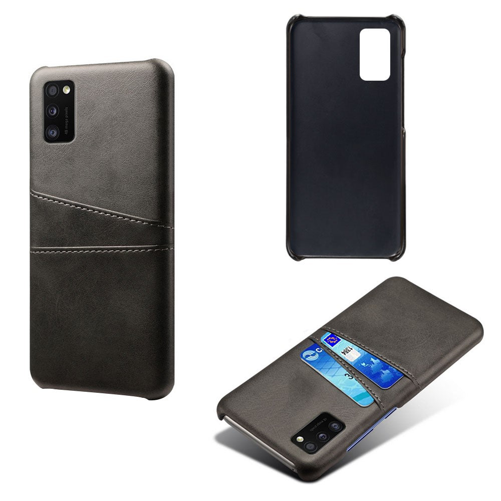 Double Card Slots PU Leather Coated Plastic Protector Case for Samsung Galaxy A41 (Global Version)