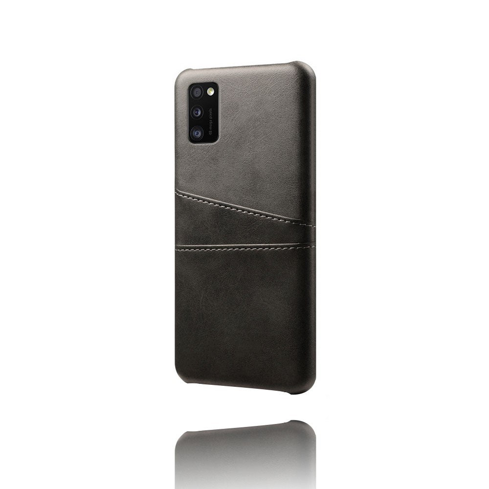 Double Card Slots PU Leather Coated Plastic Protector Case for Samsung Galaxy A41 (Global Version)