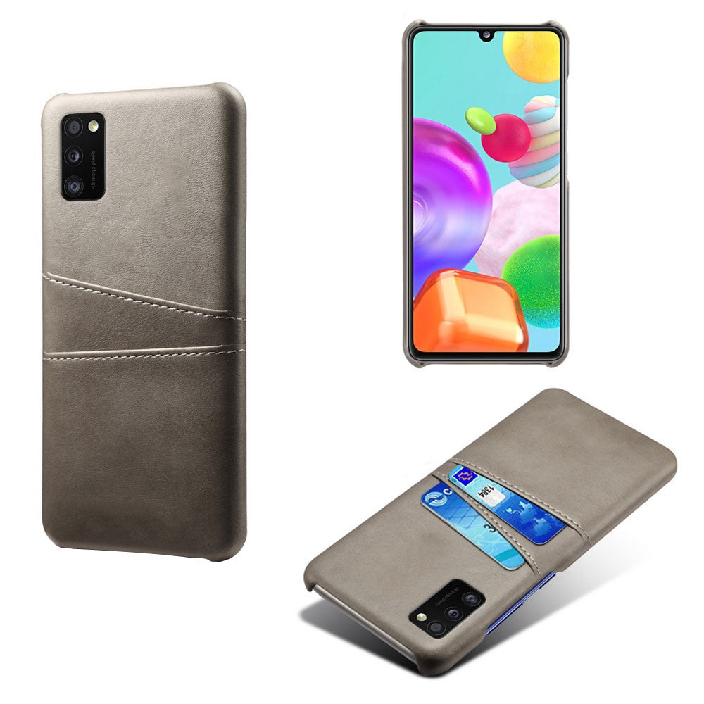 Double Card Slots PU Leather Coated Plastic Protector Case for Samsung Galaxy A41 (Global Version)