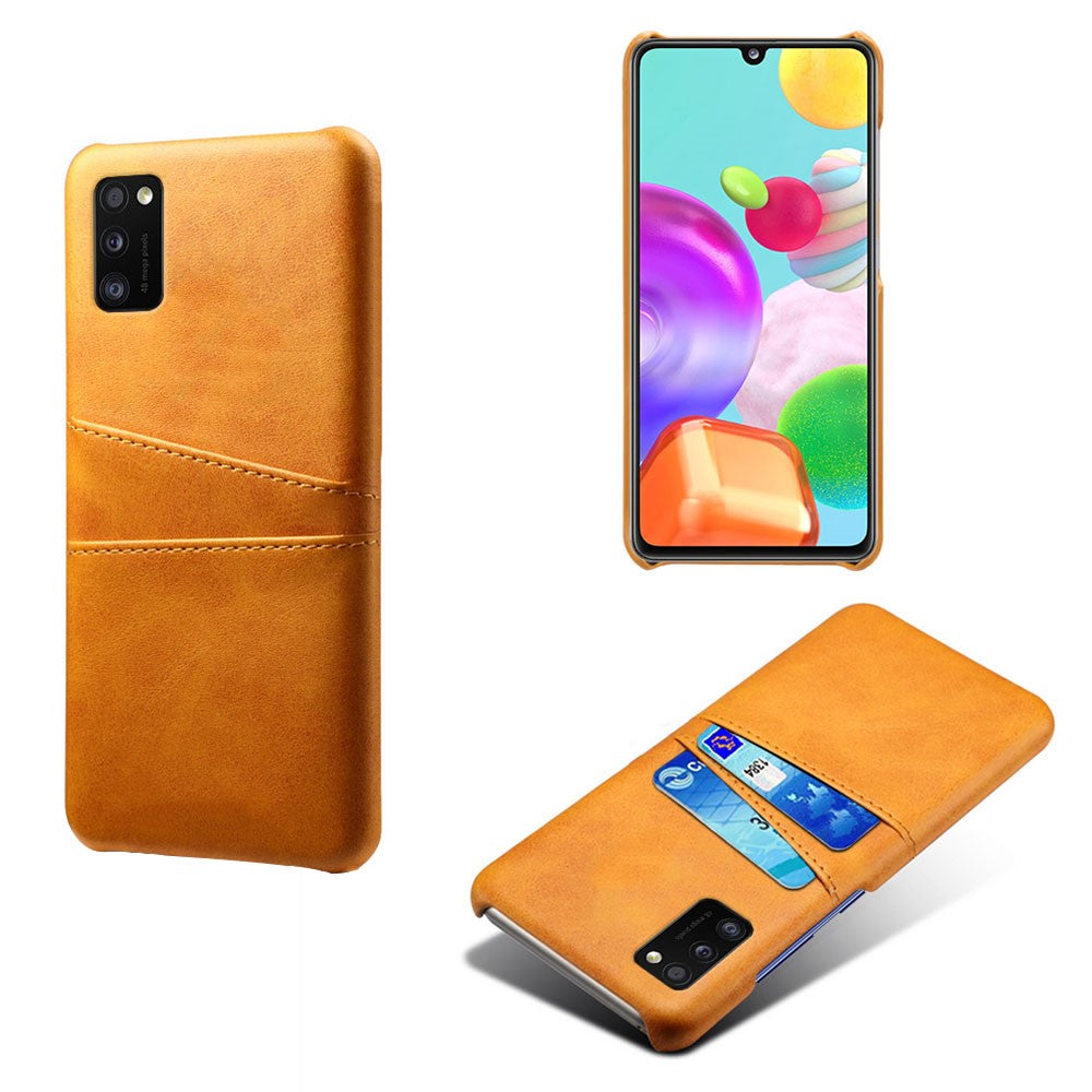 Double Card Slots PU Leather Coated Plastic Protector Case for Samsung Galaxy A41 (Global Version)